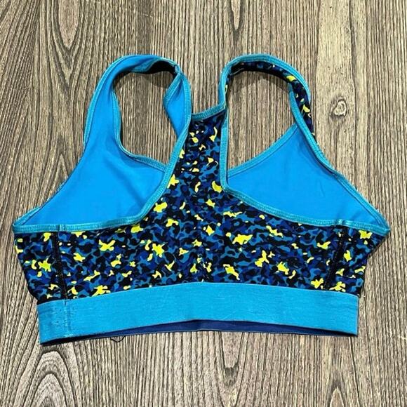 Under Armour HeatGear Mid Sup Train Sports Bra Pullover Camo Blue/Multi Size M - Picture 4 of 4